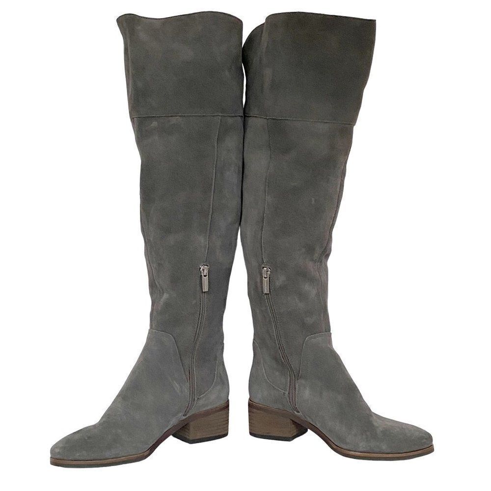 Vince Camuto Over the Knee Boots 7.5M Kochelda Graystone Suede Leather NEW